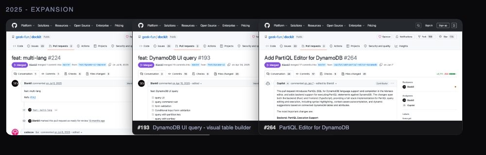 Expansion — Tauri v2, multi-lang, DynamoDB UI