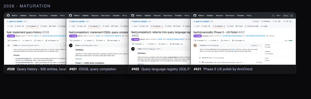 Maturation — query history, ES|QL, v1.0 polish