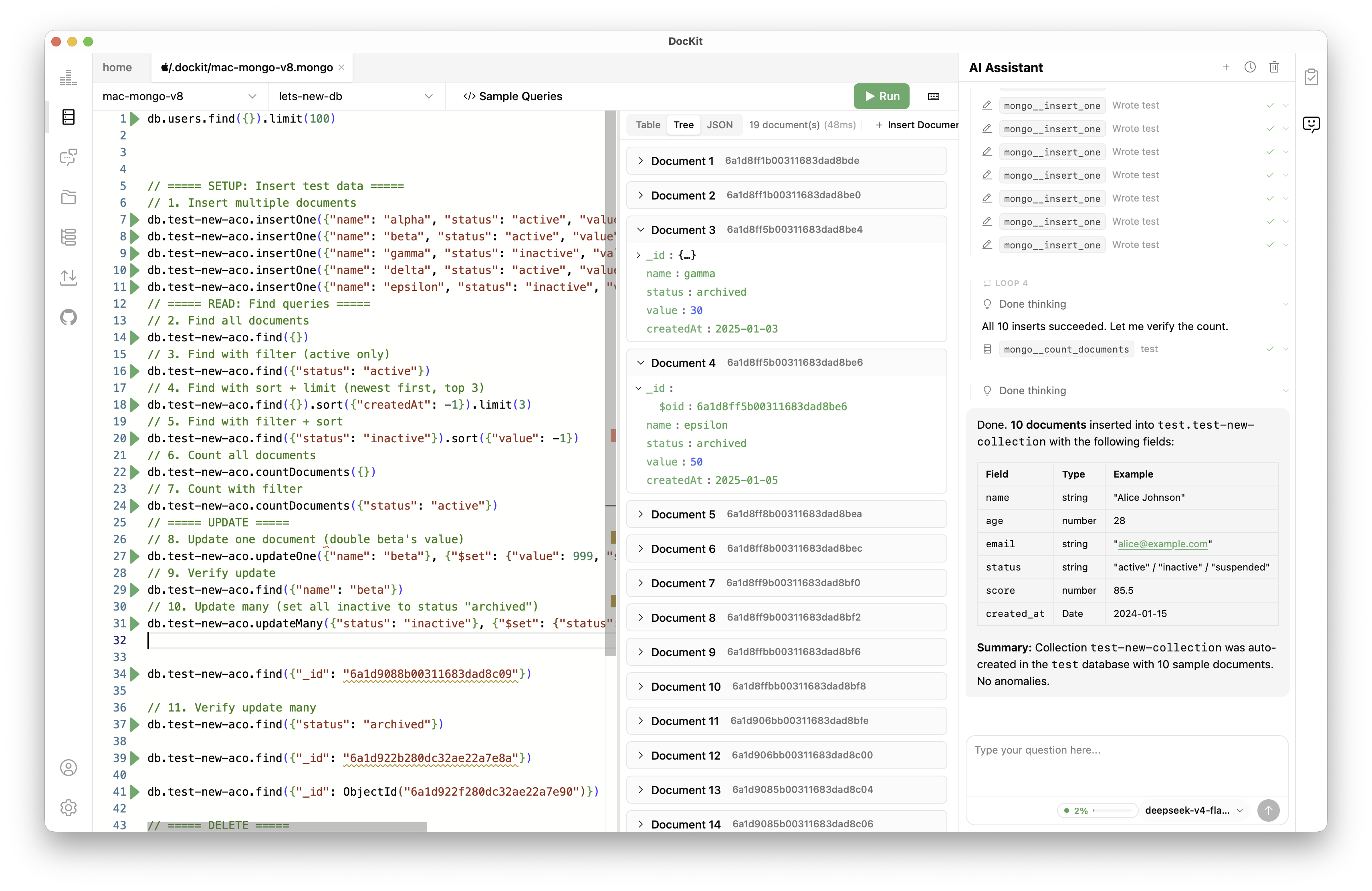 DocKit MongoDB 编辑器和 AI 助手