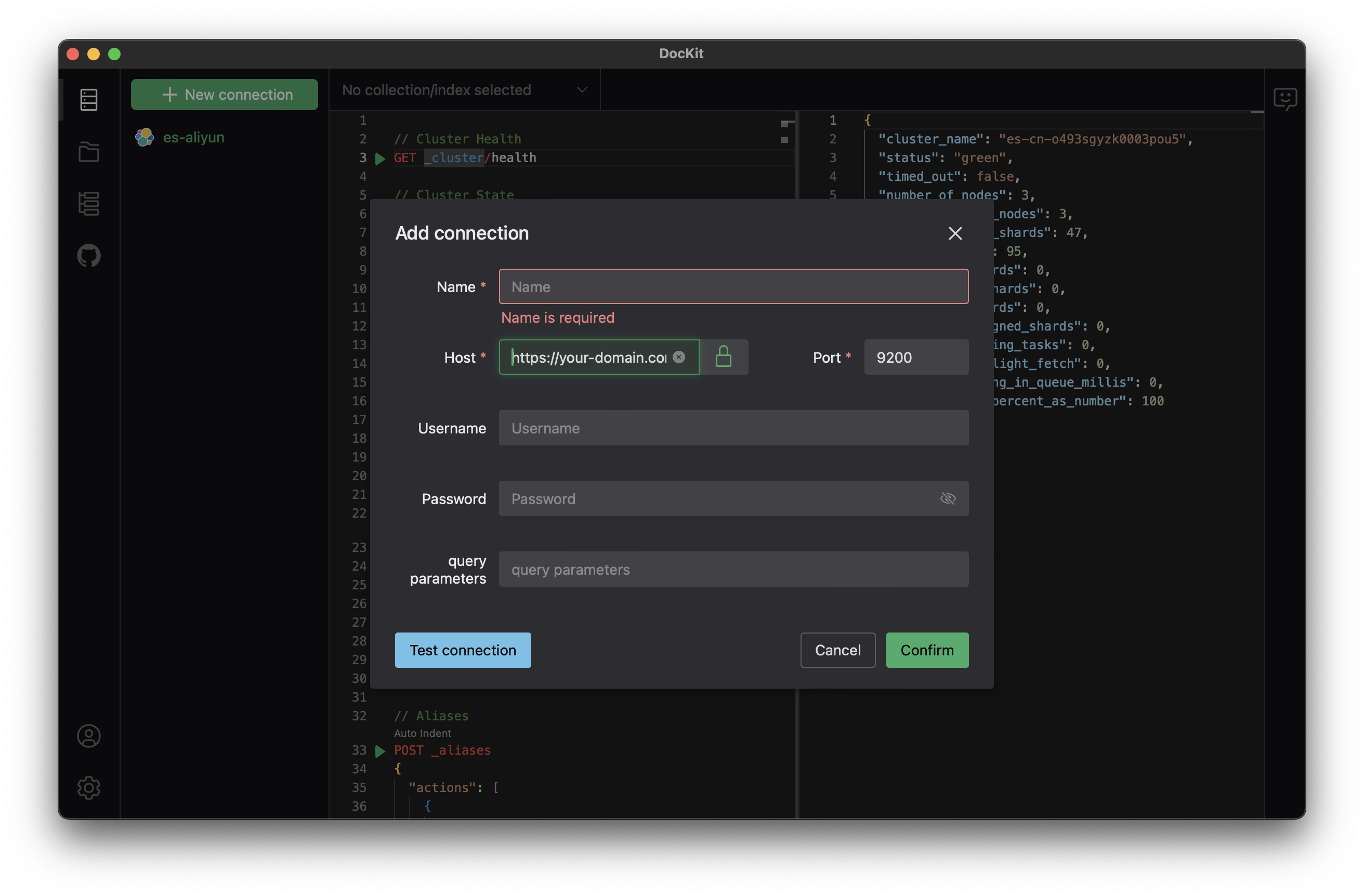 mac 连接到 Elasticsearch 服务器